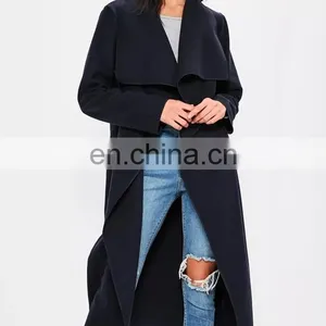 Custom Made Clear Coat Coat Stand on Ladies Black Long Wool Coats Winter thumbnail-5