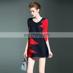 2017 Summer Dress Ladies Fashion Dresses With Picture Pleats Dress thumbnail-2