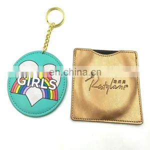 High Quality Metal Keychain With Round PU Pocket Mirror thumbnail-1