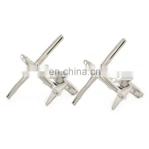 Silver Airplne Shape Cufflink, Custom Make Cufflink,ainz Alloy Silver Aircraft Design Cufflinks and Tie Clip as per Your Own l thumbnail-2