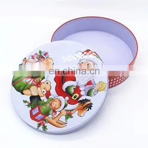 Santa Claus Designed Christmas Tins With Round Tin Box Shape thumbnail-3