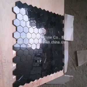 Elegant Nero Marquina Hexagon Floor Mosaic thumbnail-2