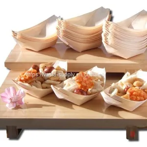 Biodegradable Pine Wood Boat Serving Tray 6.5inch Serving Tray thumbnail-1