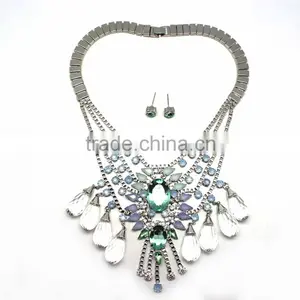 2015 Latest Cheap Alloy African Crystal Beads Jewelry Set, Crystal Jewelry Set Necklace and Earrings Jewelry Set thumbnail-2