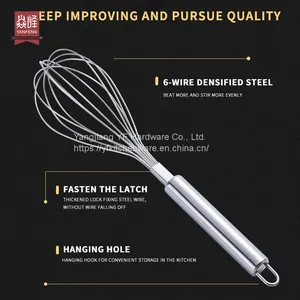 Kitchen Accessories Home and Kitchen Gadgets Stainless Steel Whisk Kitchen Accessories Cream Utensils Whisk Manual Mixer Egg Beater thumbnail-5