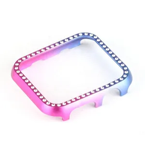 Hot Sale Diamond Metal Protective Cover for Apple Watch Case Series 6 SE 5 4 3 2 Luxury Aluminium Frame Bumper Cases for IWatch thumbnail-1