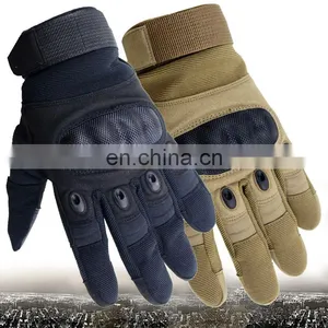 Winter Black Green Hard Knuckle Hiking Protective Shock Resistant Full Finger Tactical Gloves thumbnail-3