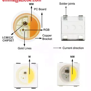 Individually SMD5050 Addressable RGBW LEDs SK6812 RGB+White 4in1 SK6812 Smart Digital LED Chip thumbnail-4