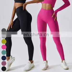 Breathable Quick Dry Tights Legging Custom Workout Wear Gym Fitness Pants Butt Lifting High Waist Yoga Leggings For Women thumbnail-4