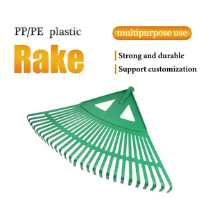 Plastic Rake Garden Rake Lawn Rake Blue Wide Fan Head Lightweight Garden Yard Leaves Cleaning Tool OEM Factory Wholesale thumbnail-2