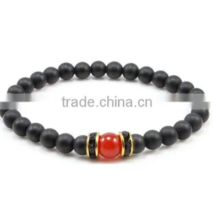 New Design Mens Heart of Fir Matte Beaded Stretch Bracelet thumbnail-1