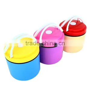 New Style Take Away Lunch Box Colorful 2 Layers Stainless Steel Plastic Bento Box for Children thumbnail-2