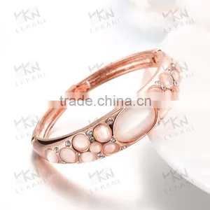 Fashion 18K Gold Plated Metal Opal Gemstone Cuff Bracelet thumbnail-4
