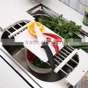 S/S+ABS 18*42*2 High Quality Products Kitchen Slide Rack/stainless Steel Portable Kitchen Rack/drying Rack/adjustable Sink Rack thumbnail-1