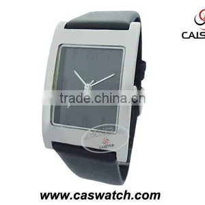 Simple Thin Black Leather Watch With Square-shape Case thumbnail-1