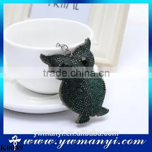 Cute Owl Crystal Charm Purse Handbag Car Key Keyring Keychain Dark Green Keychain K0089 thumbnail-1