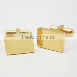 316L Stainless Steel Gold Rectangle Cufflink Custom Engrave Logo Gold Cufflinks thumbnail-4