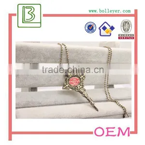 Designer Inspired Open Heart Shaped Key Pendant and Necklace Polished Antique Brass Tone thumbnail-2