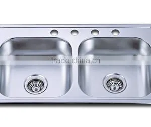 TOP MOUNT SERIES STAINLESS STEEL SINK DOUBLE BOWL KITCHENWARE thumbnail-1