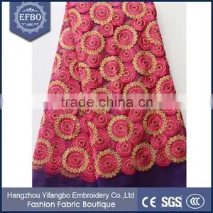 2016 Top Selling Indian Shiny Blue Lace Embroidery Fabric for Evening Dress thumbnail-4