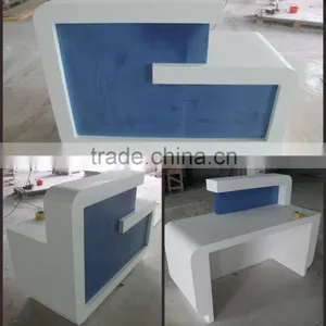 Transparent Hair Salon Mini Reception Desk Solid Surface Top thumbnail-1