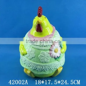 Easter Decoration Ceramic Storage Jar With Cock Figurine thumbnail-3