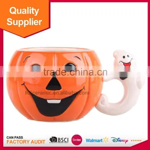 Halloween Festival Creative Pumpkin Shape Ceramic Coffee Mug thumbnail-1