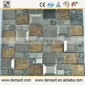 Hot Selling Durable Mixed Color Crystal Glass Mix Marble Mosaic thumbnail-1