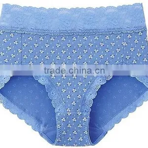 New Arrival Lace Trim Cotton Spandex Ladies Underwear High Cut Briefs thumbnail-1