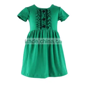 Summer New Design Pure Color Skirt Wholesale Children's Boutique Clothing Cotton Baby Girls Dress thumbnail-1