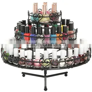 Black 3-Tier Wedding Cake Heart Design Rotating Metal Nail Polish Display Stand Organizer Rack thumbnail-1