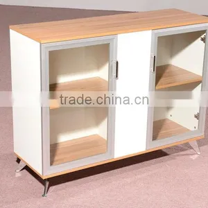 HC-M020 Modern Walnut Color Wood Cabinet With Glass Door thumbnail-1