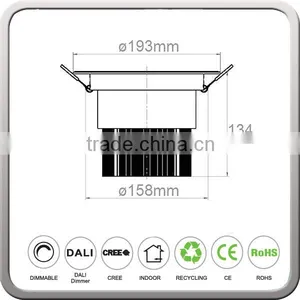 160mm Cuthole Cob Downlight 50watts With 100lm/w Led Down Light thumbnail-6