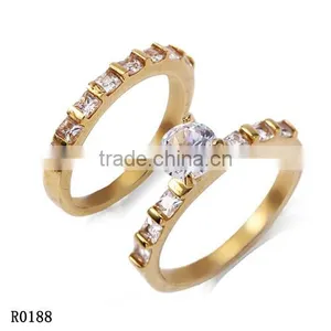 Wholesale Engagement Couple Finger Rings 18k Solid Gold Plated cz Diamonds High Quality Finger Rings More Attractive thumbnail-1