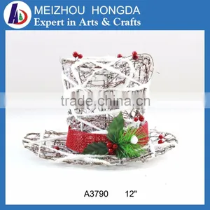 Chinese Christmas Ornament Rattan Hat Christmas Decorations With Light thumbnail-1