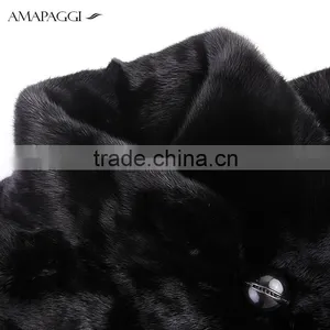 Hot Sale Back Mink Fur Long Coat for Women Winter thumbnail-4