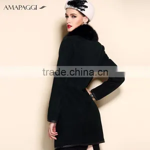 Top Grade Winter Women's Long Real Black Sheep Fur Coat Made In China thumbnail-2