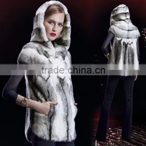 Precious Winter Women Black Cross Mink Fur Vest With Hat thumbnail-1