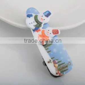 Christmas Hair Clip With Snowman and Glove Ornament Funny Kids Alligator Hair Clip thumbnail-3