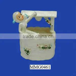 Vintage Lefton Opalescent Pixie Elf Wishing Led Flower Pot thumbnail-1