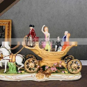 Horse-drawn Cart Design Hand Painted Porcelain Figurine thumbnail-1