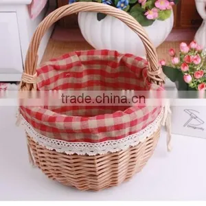 Portable Cheap Lined Willow Wicker Shopping Basket Wicker Egg Basket thumbnail-1