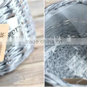 Handmade Wicker Flower Baskets for Planting With Plastic Liner Wicker Plants Basket thumbnail-5