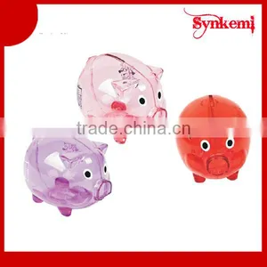 Pig Shaped Plastic Transparent Coin Bank thumbnail-1