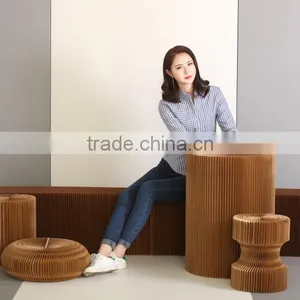 Popular Simplify Natural Portable Easy to Transport Living Room Paper Stool thumbnail-2