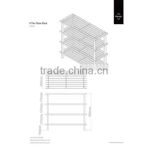 4 Tier Slatted Wooden Shoe Rack - 68 x 74 x 26 cm thumbnail-2