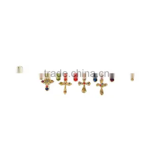 Colorful Rhinestone Cross Charms Gold Chain Bracelet Tiny Crystal Charms Goldfill Chain Bracelet thumbnail-5
