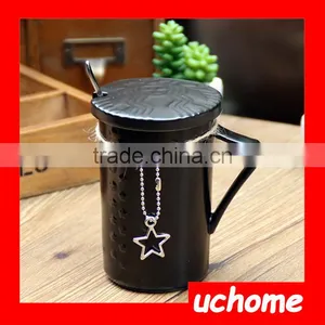 UCHOME Ceramic Romantic Matching Couple Coffee Mugs With Lid And Spoon Pendant Coffe Cup thumbnail-3