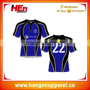 Hongen Apparel Top Quality Custom Polyester Sublimation Printing National Fiji Rugby Jersey thumbnail-1