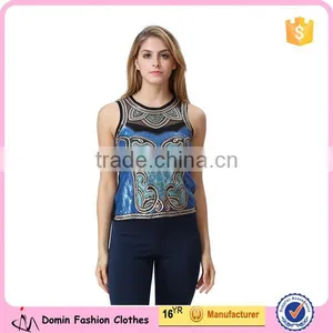 New Design Ladies Heavy Sequin Embroideried Embellishment Beaded Top thumbnail-1